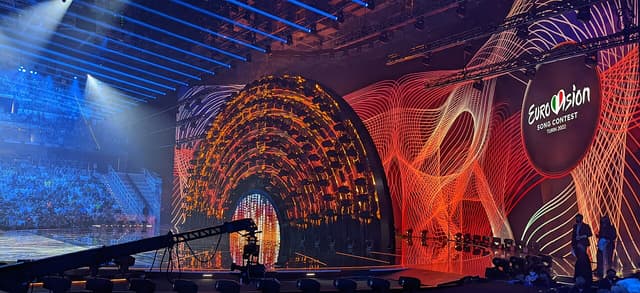 The Eurovision 2022 stage during the first semi-final