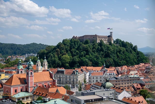 Ljubljana below its castle hill